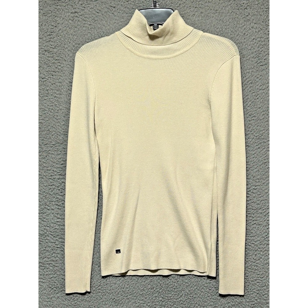 LRL Ralph Lauren Turtleneck Sweater Womens Medium‎ Ivory Ribbed Knit Classic NWT